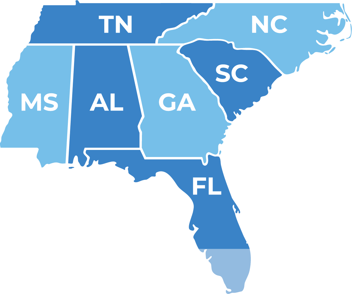 Kodiak Sales Territory Map — Southeastern United States