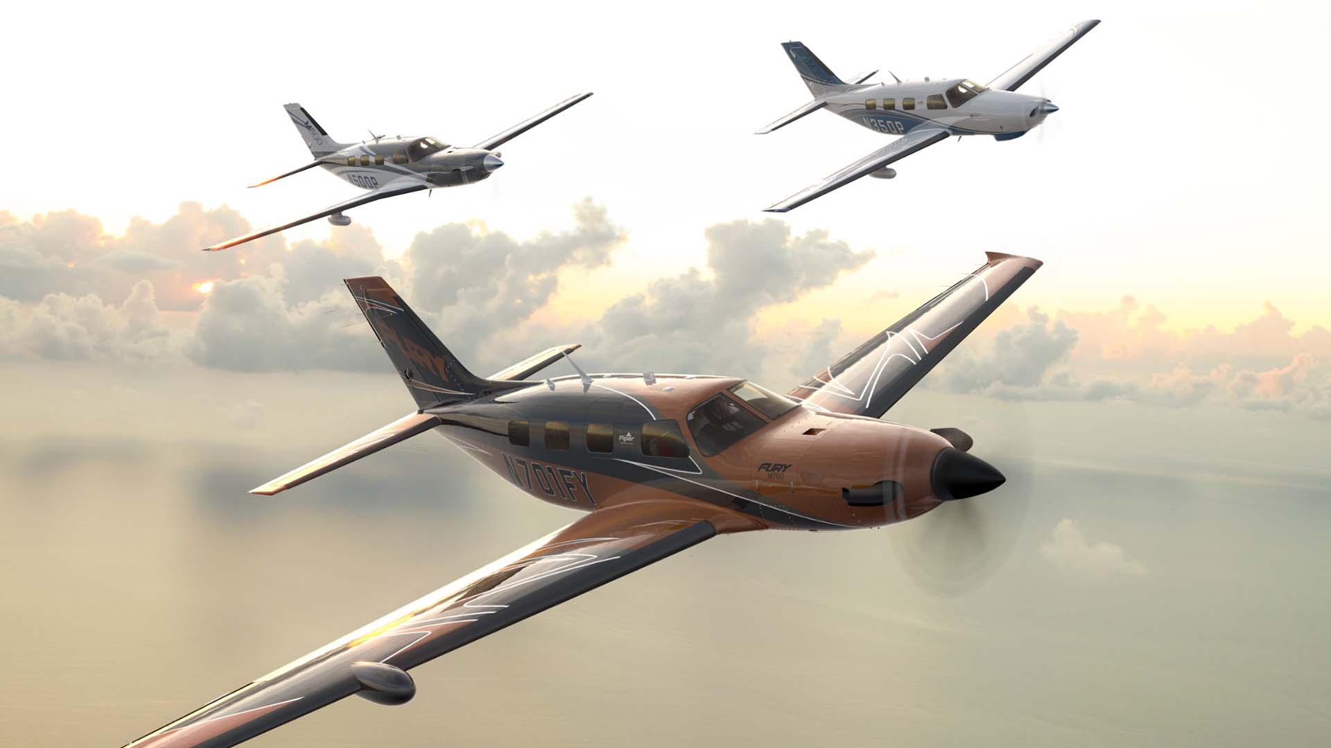 Artboard 26 three piper airplanes flying in the sky